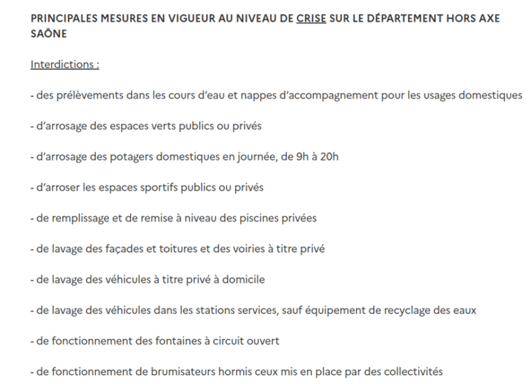 Arrêté sécheresse crise